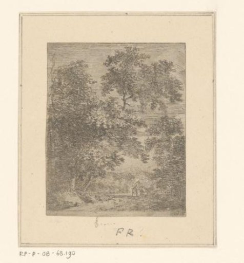 Two figures along a forest path
