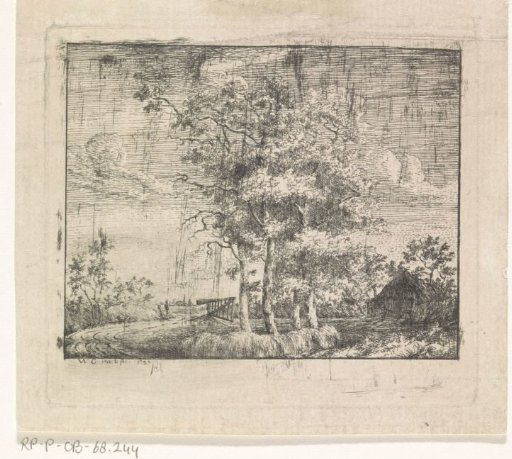 Landschap met vier bomen