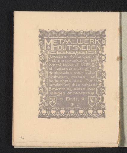 Description of metal and wood engraving by Loeber & Smits