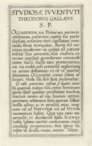 Text sheet of Typus occasionis in quo receptae commoda