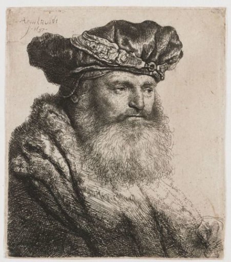 Bearded man in a velvet cap with a jewel clasp