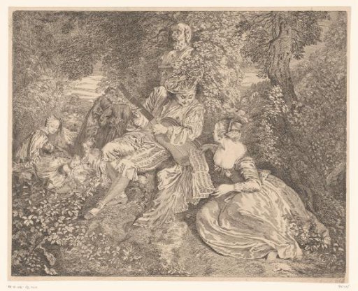 Elegant company playing music in a garden