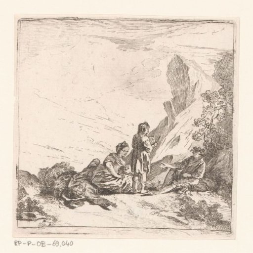 Landscape with Resting Travelers near a Rock