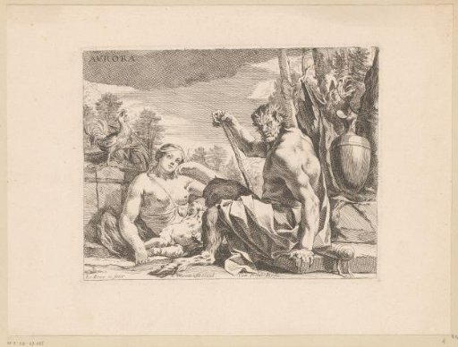 Satyr, bacchante and child resting in a landscape