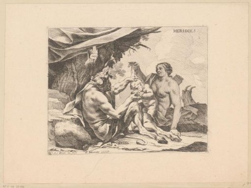 Satyr, bacchante and drinking child