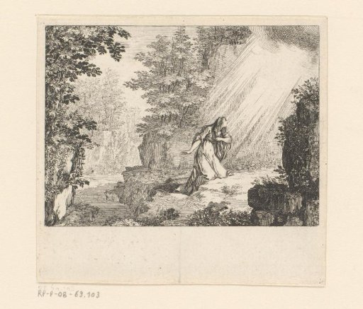 Mary Magdalene praying in the wilderness