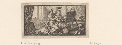 Vignette with Painting receiving a laurel wreath