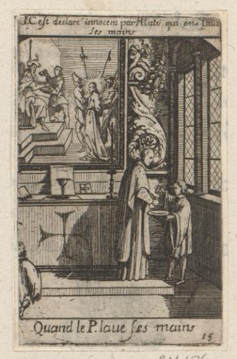 Priest washing his hands in a basin
