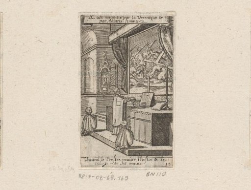 Priest with two acolytes before an altar