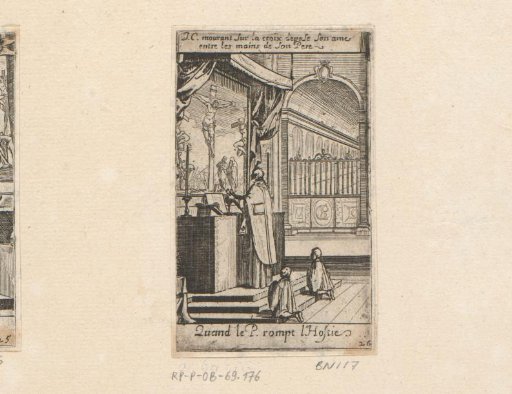 Priest with two altar servers before an altar