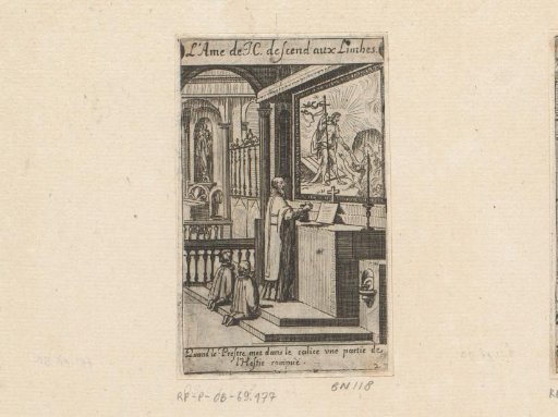 Priest with two altar servers before an altar