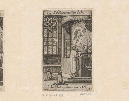 Priest with two altar servers before an altar