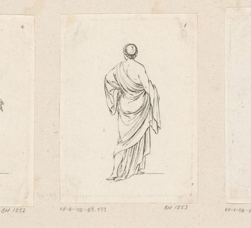 Standing woman with bare shoulder seen from behind
