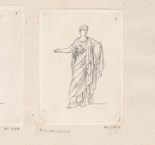 Standing woman with outstretched right arm