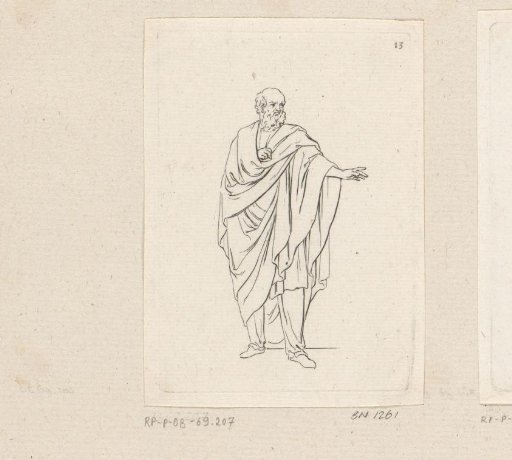 Bearded man with raised left arm