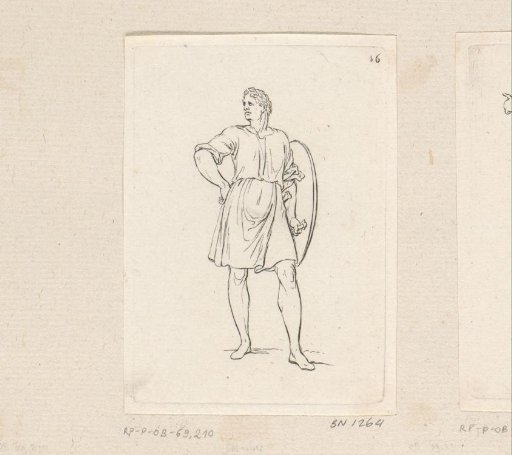Man with laurel wreath and shield