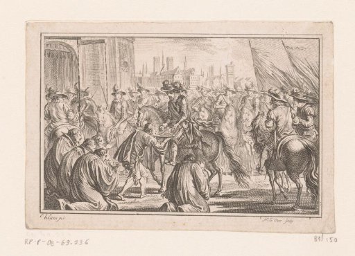 Henry IV of France on horseback accepting the submission of the Parisians