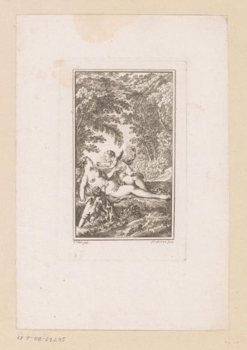 Venus with two putti in a forest