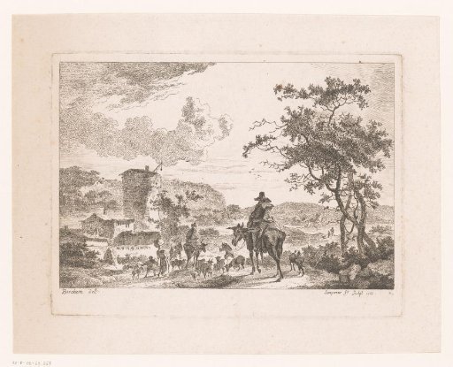 Landscape with tower and shepherds