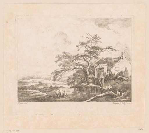 Landscape with two men by a river