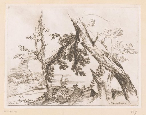 Landscape with two figures resting under some trees