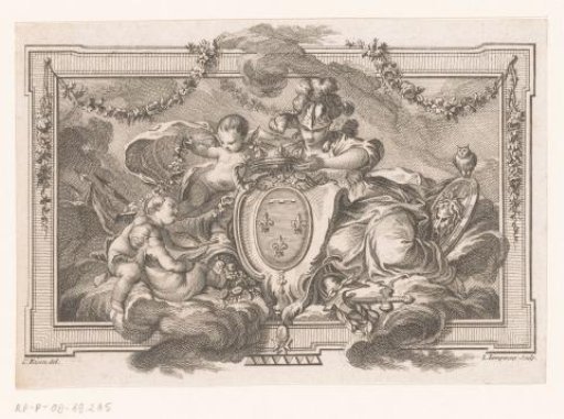 Minerva crowns the coat of arms of the Duke of Orléans
