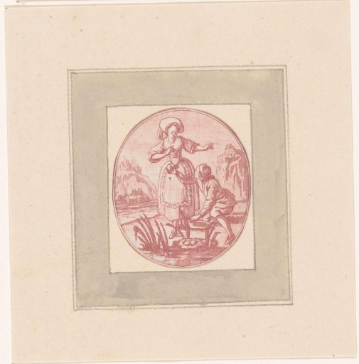 Young man offering a girl eggs from a duck's nest