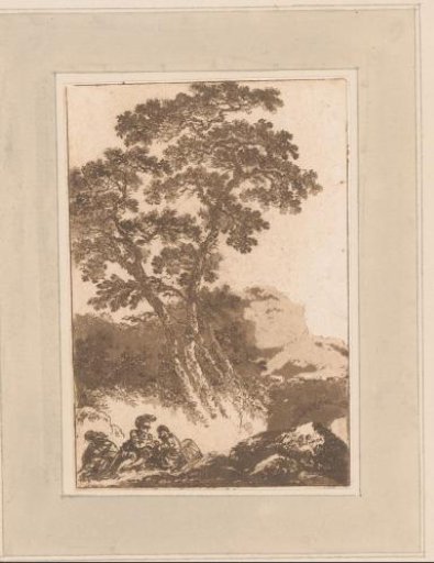 Landscape with resting soldiers by a tree