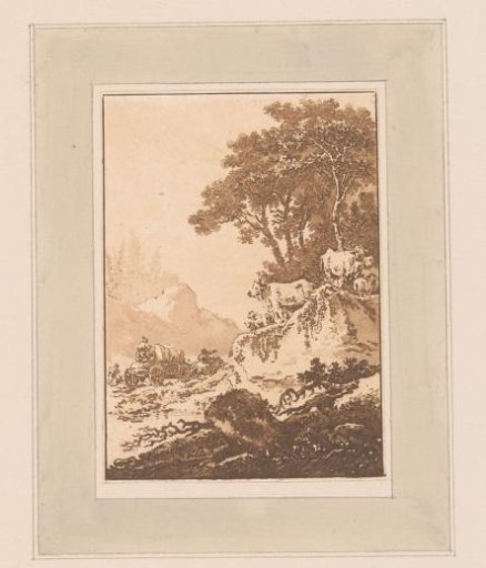 Landscape with cows and travellers with a cart