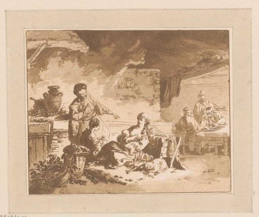Tavern Interior with Figures and a Woman Feeding a Child in the Center