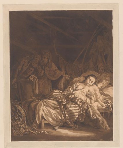 Parents Discovering Their Sleeping Daughter in a Fisherman's Hut