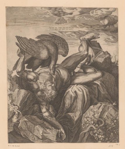 Prometheus having his liver torn out by an eagle