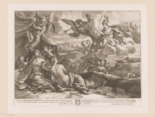 Allegorical representation with Minerva, Painting, Sculpture and Time