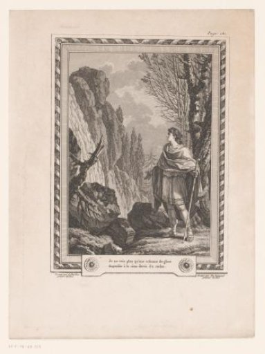 Man with Staff before a Rock Wall