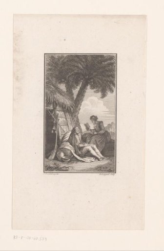 Woman Reading Aloud to a Seated Man