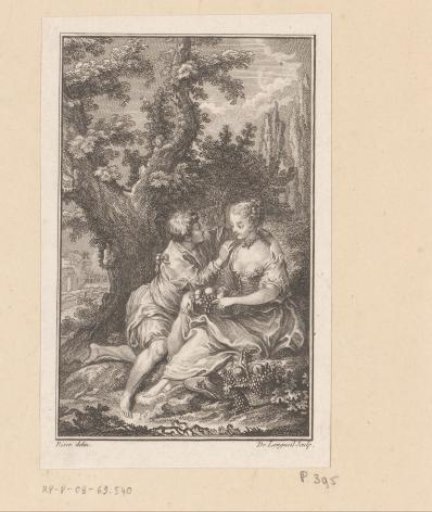 Man and woman with a fruit basket