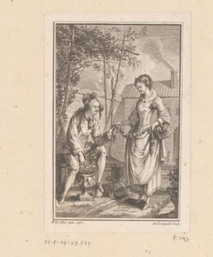Man and woman with a floral garland
