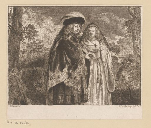 Portrait of a Richly Dressed Couple in a Landscape