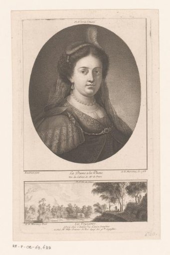 Portrait of Saskia van Uylenburgh and Landscape with Travelers