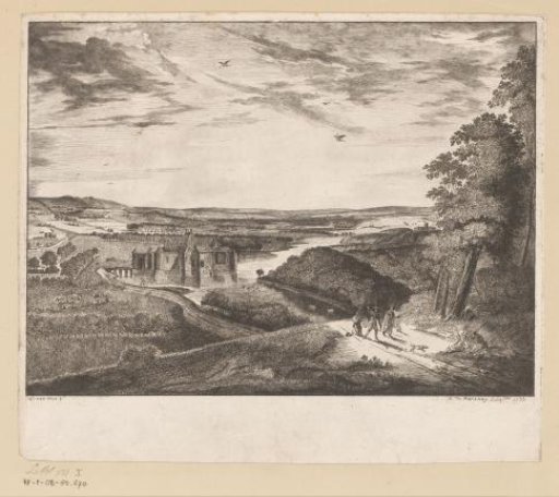 River Landscape with a Castle and Travellers
