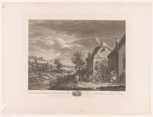Landscape with ball players and other figures in front of an inn