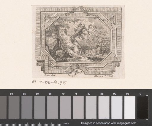 Vignette with a Woman in a Forest, with Romulus and Remus in the Background