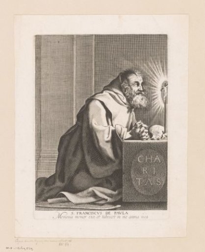 Kneeling St. Francis of Paola in prayer