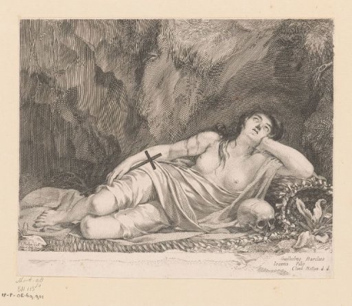 St. Mary Magdalene lying in a cave