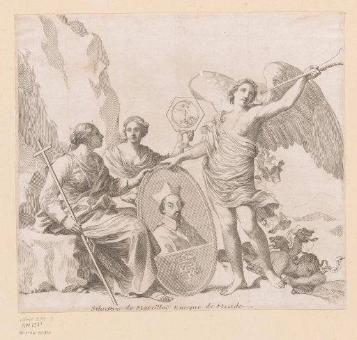Portrait of Silvestre de Cruzy de Marcillac supported by Fame, Faith and Truth