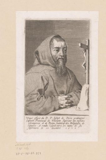 Portrait of François Leclerc du Tremblay, known as Père Joseph, before a cross