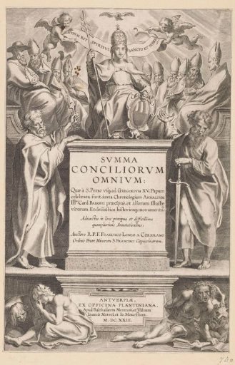 Allegorical title page with female personification of the Papacy