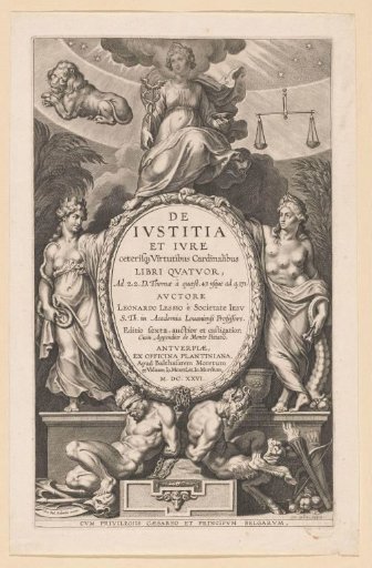Allegorical title page with the enthroned Astraea