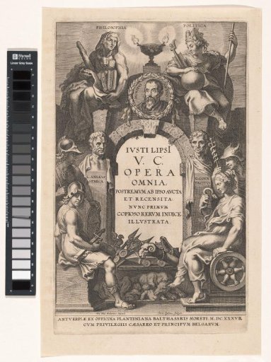 Allegorical Title Page with Stone Arch and Medallion Portrait of Justus Lipsius