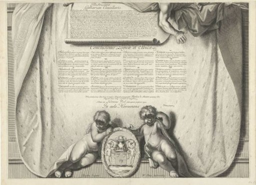 Promotion print of Aegidius Le Maistre (1663), lower part
